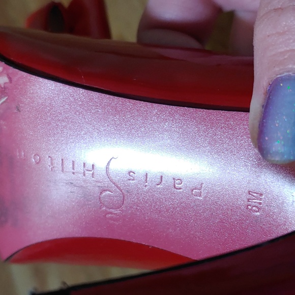 Paris Hilton 🥳 HOST PICK🥳 Vintage Red Bow Open Toe Heels 6 - Picture 11 of 16